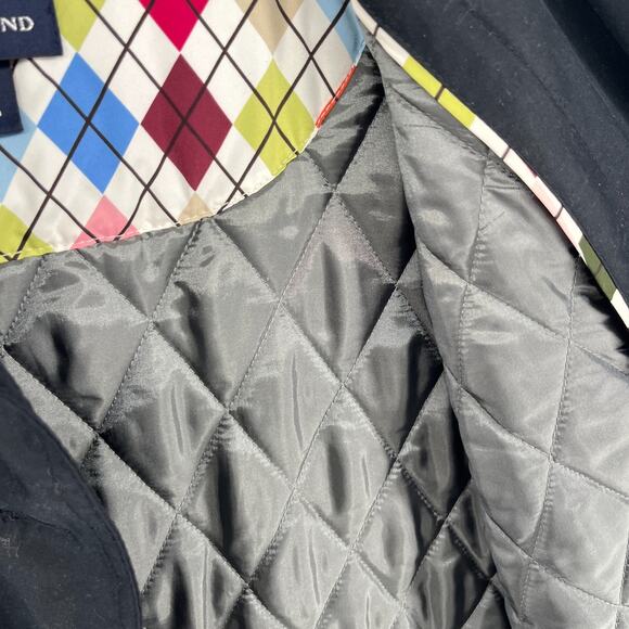 LANDS END Coat Womens M Quilted Softshell Trench Raincoat Argyle Lined Black - Picture 9 of 16